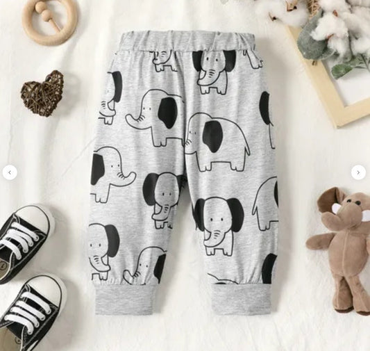 Elephant Printed Trouser ( Grey )