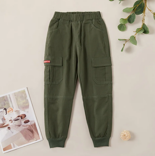 Cargo Style Cotton Trouser Olive Green