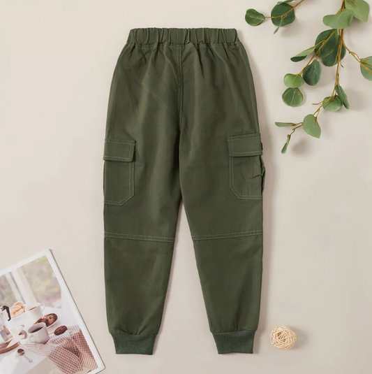 Cargo Style Cotton Trouser Olive Green