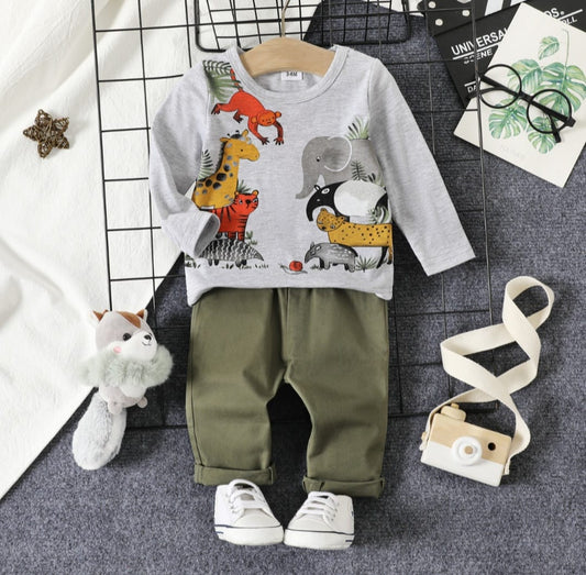 Jungle Animals Tracksuit ( Cotton / Summer )