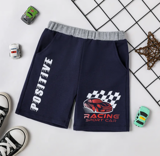 Racing Sport Car Shorts (Navy Blue)