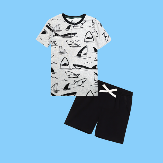 Grey shark kids t-shirt & short